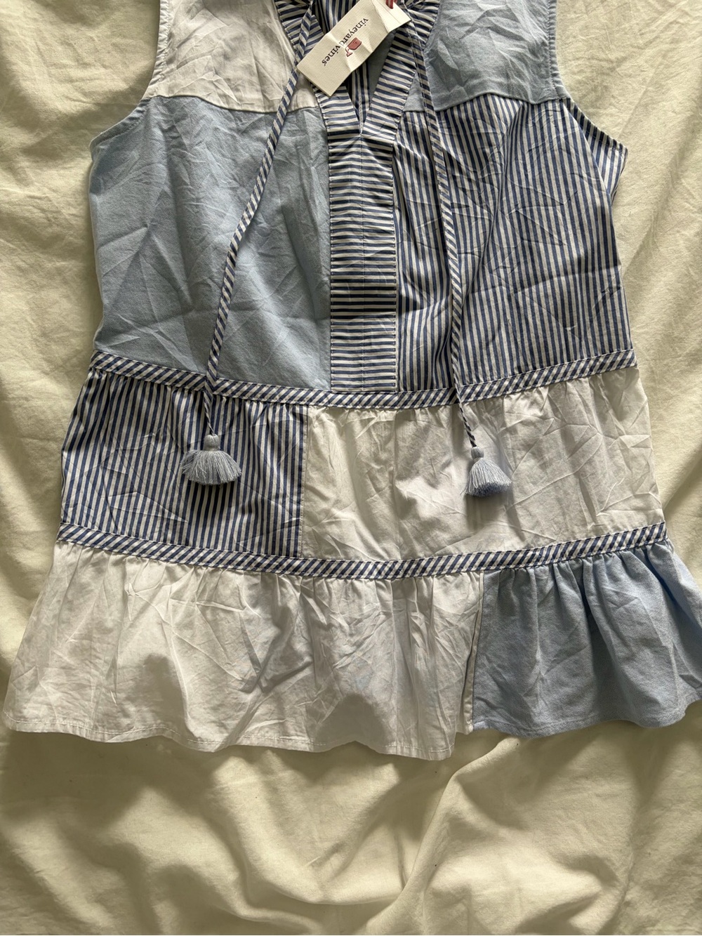 Vineyard Vines Women’s Striped Peplum Tank with Tassel Tie - Picture 7 of 11